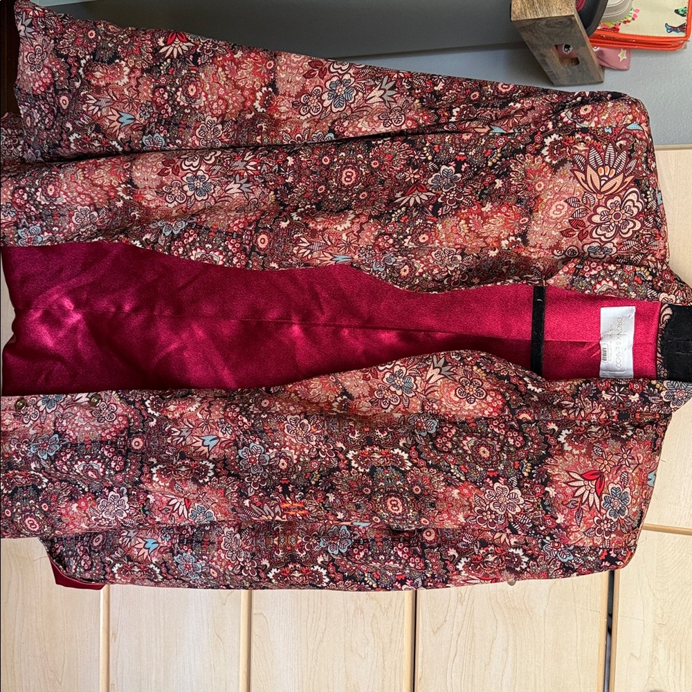 Floral Red and Black Kimono